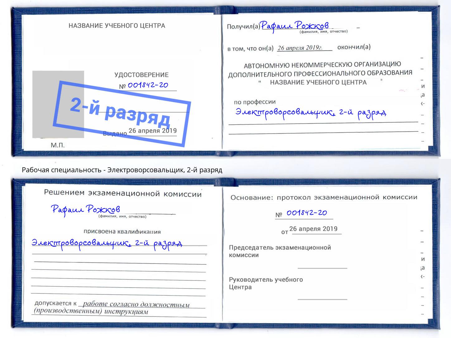 корочка 2-й разряд Электроворсовальщик Алапаевск