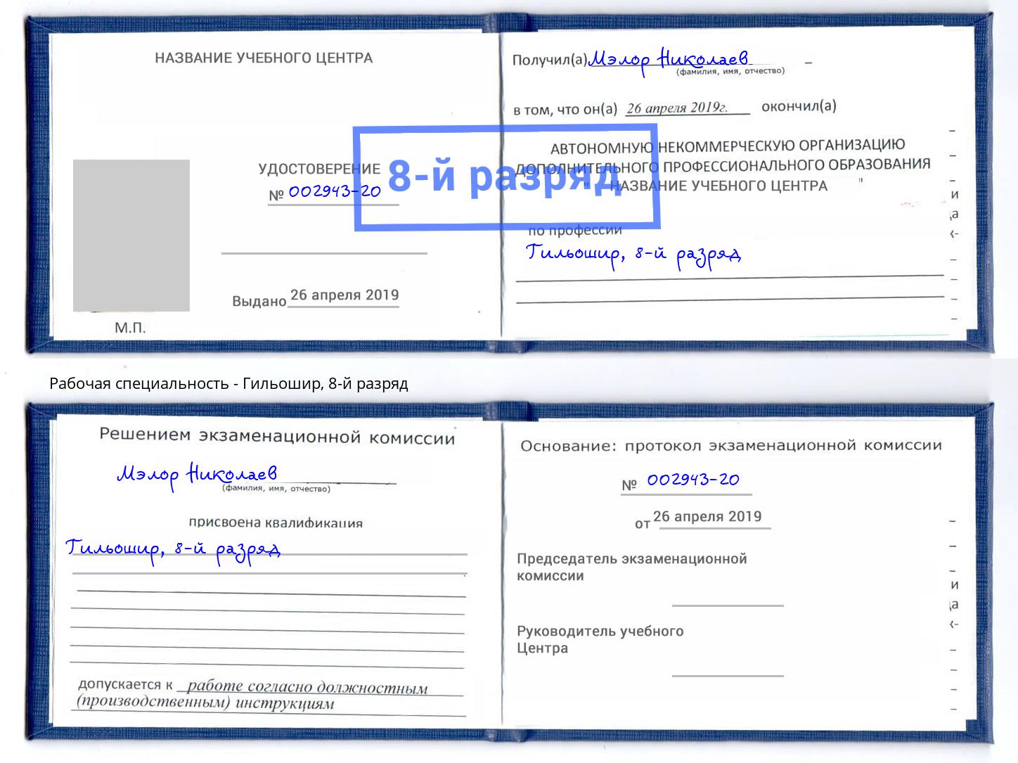 корочка 8-й разряд Гильошир Алапаевск